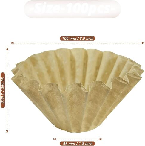50 قطعة من فلاتر القهوة، 1-4 أكواب من فلاتر القهوة، ورق فلاتر سلة غير مبيضة باللون البني الطبيعي للمنزل، فلتر قهوة بكوب واحد للمكتب in Kuwait
