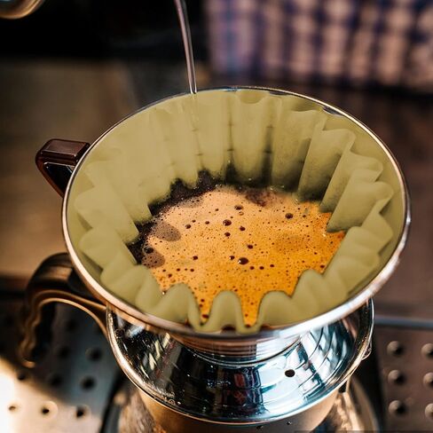 50 قطعة من فلاتر القهوة، 1-4 أكواب من فلاتر القهوة، ورق فلاتر سلة غير مبيضة باللون البني الطبيعي للمنزل، فلتر قهوة بكوب واحد للمكتب in Kuwait