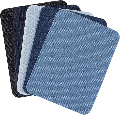Annomor Patches for Jeans, Iron on Patches Denim Jean Patches for Clothing Repair, Inside Jeans, 5 Colors (4.9" X 3.7"), Pack of 5 in Saudi Arabia