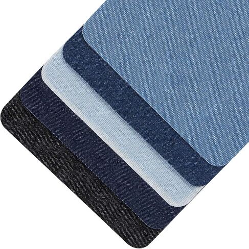 Annomor Patches for Jeans, Iron on Patches Denim Jean Patches for Clothing Repair, Inside Jeans, 5 Colors (4.9" X 3.7"), Pack of 5 in Saudi Arabia