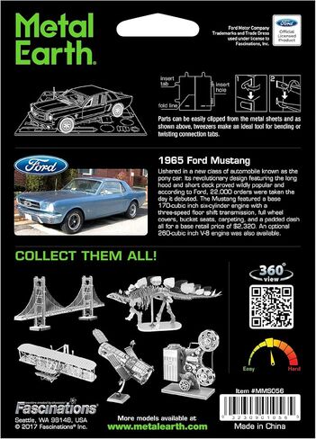 Metal Earth Fascinations 1965 Ford Mustang 3D Metal Model Kit Bundle with Tweezers in Saudi Arabia