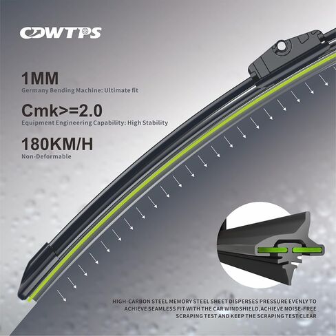 OEM Quality Windshield Wiper,24"+20" Windshield Wiper Blades,All-season Quiet and Durable Stable High Performance Water Repellent Wiper Blades for 3 Adapters (2-Pack) in Saudi Arabia