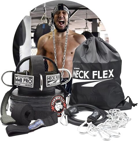 MMB Pro Series, Neck Muscle Trainer Kit, Functional Trainer & Neck Weight Lifting, Heavy-Duty Head Harness Weight Belt with Chain, Neck Builder, Resistance Band & Door Anchor, Neck in Saudi Arabia