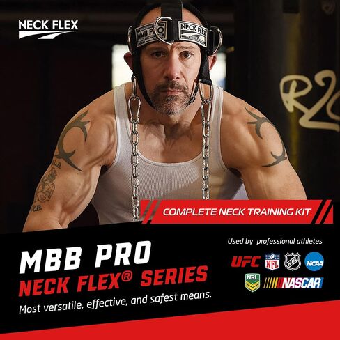 MMB Pro Series, Neck Muscle Trainer Kit, Functional Trainer & Neck Weight Lifting, Heavy-Duty Head Harness Weight Belt with Chain, Neck Builder, Resistance Band & Door Anchor, Neck in Saudi Arabia