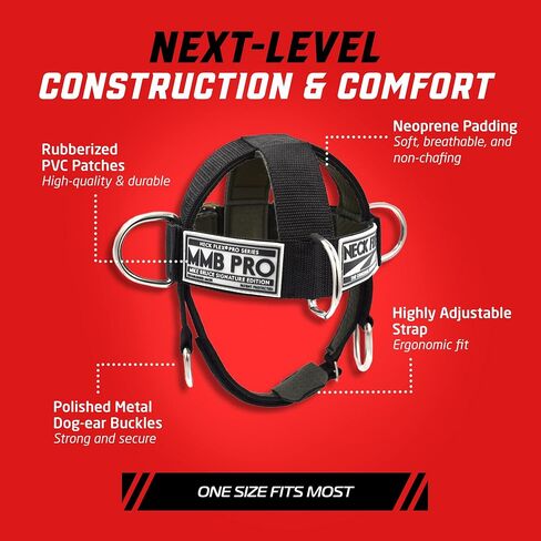 MMB Pro Series, Neck Muscle Trainer Kit, Functional Trainer & Neck Weight Lifting, Heavy-Duty Head Harness Weight Belt with Chain, Neck Builder, Resistance Band & Door Anchor, Neck in Saudi Arabia