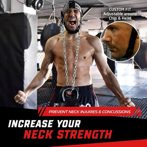 MMB Pro Series, Neck Muscle Trainer Kit, Functional Trainer & Neck Weight Lifting, Heavy-Duty Head Harness Weight Belt with Chain, Neck Builder, Resistance Band & Door Anchor, Neck in Saudi Arabia