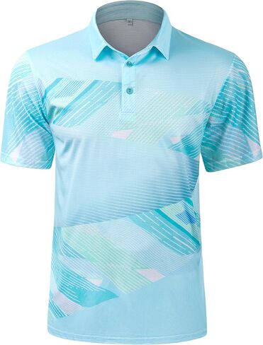 Polo Shirts for Men Dry Fit Short Sleeve Print Moisture Wicking Collared Golf Tennis T-Shirt in Saudi Arabia