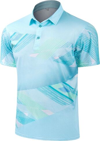 Polo Shirts for Men Dry Fit Short Sleeve Print Moisture Wicking Collared Golf Tennis T-Shirt in Saudi Arabia