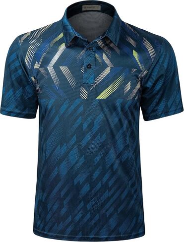 Polo Shirts for Men Dry Fit Short Sleeve Print Moisture Wicking Collared Golf Tennis T-Shirt in Saudi Arabia