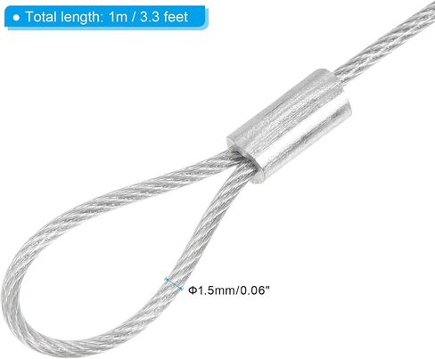PATIKIL 3.3Ft Safety Cable Lock, 2 Pack Stainless Steel 1.5mm Dia Security Wire Rope with Double Loop for Stage Lighting Luggage Lock Blue in Kuwait
