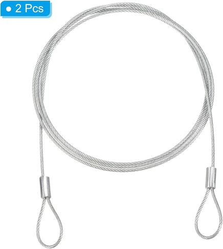 PATIKIL 3.3Ft Safety Cable Lock, 2 Pack Stainless Steel 1.5mm Dia Security Wire Rope with Double Loop for Stage Lighting Luggage Lock Blue in Kuwait