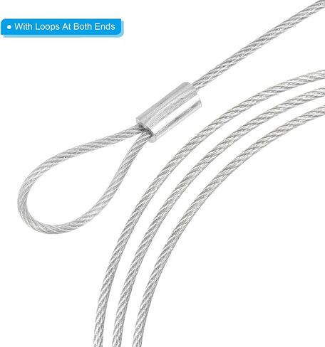 PATIKIL 3.3Ft Safety Cable Lock, 2 Pack Stainless Steel 1.5mm Dia Security Wire Rope with Double Loop for Stage Lighting Luggage Lock Blue in Kuwait