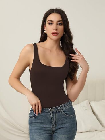 Womens Scoop Neckline Shapewear Sleeveless Tank Top Bodysuits Sexy Backless Ribbed Thongs BodySuit Jumpsuit in Kuwait
