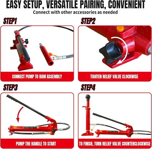 BIG RED T30306 Torin Hydraulic Long Ram Jack with Single Piston Pump and Clevis Base (Fits: Garage/Shop Cranes, Engine Hoists, and More): 3 Ton (6,000 lb) Capacity, Red in Saudi Arabia