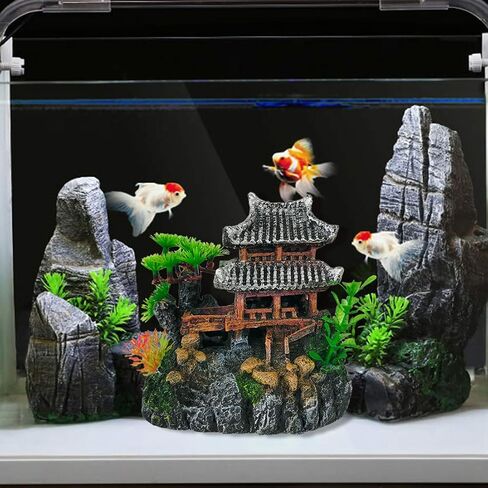 Hamiledyi Aquarium Classical Resin Castle Decorations Fish Tank Decorations Christmas Decor Set Realistic Castle,Hand Painted Fish Tank Hideout Aquarium Accessories in Saudi Arabia