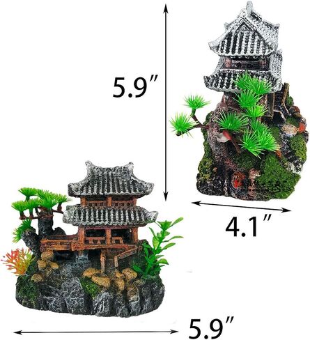 Hamiledyi Aquarium Classical Resin Castle Decorations Fish Tank Decorations Christmas Decor Set Realistic Castle,Hand Painted Fish Tank Hideout Aquarium Accessories in Saudi Arabia