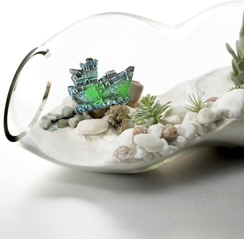 لعبة سفينة صغيرة محطمة من PetzLifeworld لتزيين حوض السمك والوعاء | لعبة ميناتور |مظهر طبيعي واقعي| مادة الراتنج | لا يبهت (عبوة من قطعة واحدة (حجم راحة اليد)) in Kuwait