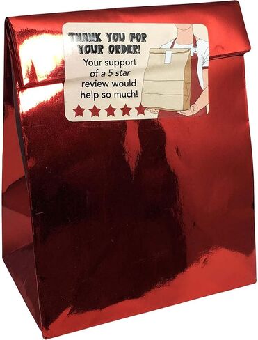 5 Star Review Delivery Labels, 25 Total Labels, Tamper-Evident Food Seal Stickers, Labels for Food Containers 1.5 x 2.5 Inches, Tamper Evident Tape - Ideal for Secure Food Delivery in Saudi Arabia