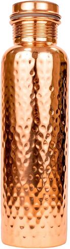 Seamless Leak Proof Ayuverdic Hammered Copper 34oz O2 Water Bottle - Handcrafted with Pure Ayuverdic Tradition – Premium Quality Drinking Bottle for Sports, Yoga, Fitness, Gym, Outdoors in Saudi Arabia