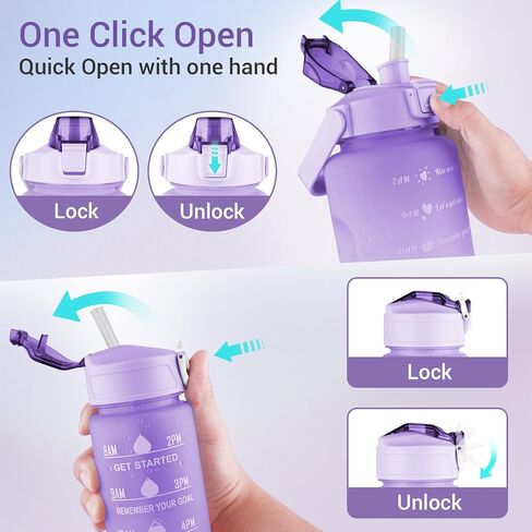 3 PCS Water Bottles With Straw, 10oz 32oz 64oz Motivational Sport Water Bottles with Time Maker, BPA Free Leakproof Half Gallon 2L Water Jugs in Saudi Arabia