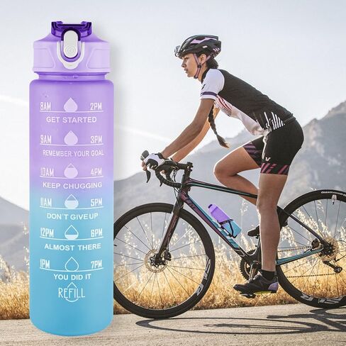 3 PCS Water Bottles With Straw, 10oz 32oz 64oz Motivational Sport Water Bottles with Time Maker, BPA Free Leakproof Half Gallon 2L Water Jugs in Saudi Arabia