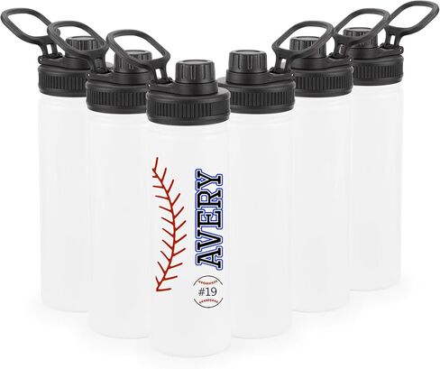 فراغات زجاجة مياه بالتسامي مع مقبض وغطاء صنبور، 6 عبوات، زجاجات مياه مخصصة بحجم 32 أونصة، من الفولاذ المقاوم للصدأ، مقاومة للتسرب وخفيفة الوزن، هدية DIY للرياضة والسفر وصالة الألعاب الرياضية والنساء والرجال، باللون الأبيض in Kuwait