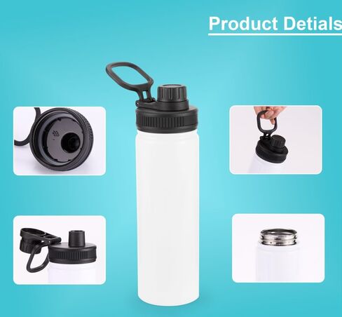 فراغات زجاجة مياه بالتسامي مع مقبض وغطاء صنبور، 6 عبوات، زجاجات مياه مخصصة بحجم 32 أونصة، من الفولاذ المقاوم للصدأ، مقاومة للتسرب وخفيفة الوزن، هدية DIY للرياضة والسفر وصالة الألعاب الرياضية والنساء والرجال، باللون الأبيض in Kuwait