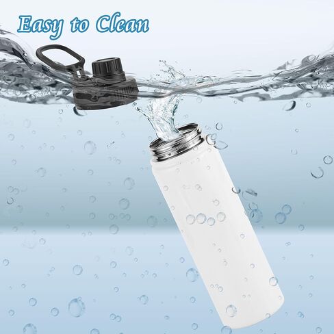 فراغات زجاجة مياه بالتسامي مع مقبض وغطاء صنبور، 6 عبوات، زجاجات مياه مخصصة بحجم 32 أونصة، من الفولاذ المقاوم للصدأ، مقاومة للتسرب وخفيفة الوزن، هدية DIY للرياضة والسفر وصالة الألعاب الرياضية والنساء والرجال، باللون الأبيض in Kuwait