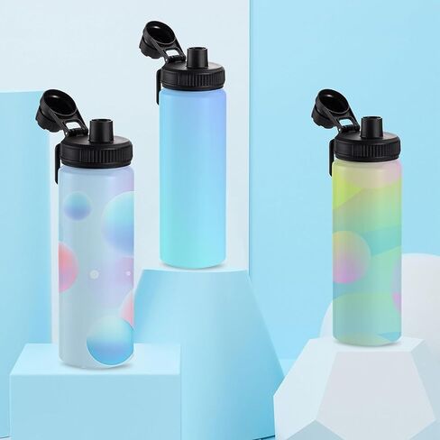 فراغات زجاجة مياه بالتسامي مع مقبض وغطاء صنبور، 6 عبوات، زجاجات مياه مخصصة بحجم 32 أونصة، من الفولاذ المقاوم للصدأ، مقاومة للتسرب وخفيفة الوزن، هدية DIY للرياضة والسفر وصالة الألعاب الرياضية والنساء والرجال، باللون الأبيض in Kuwait