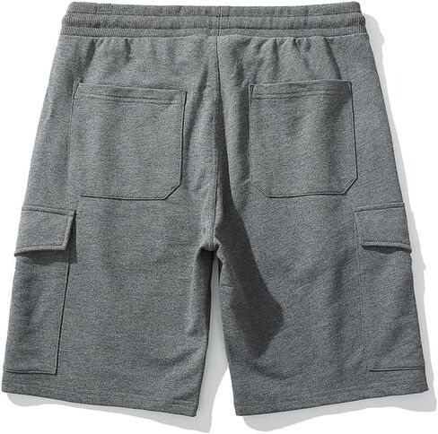 Men Cargo Shorts Lounge Elastic Waist Drawstring 250 Grams Cotton Casual Outdoor Sweat Short Pant with Multi Pockets in Saudi Arabia