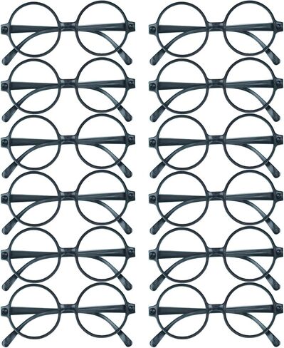 12 Pack Wizard Glasses Black Round Frame Eyeglasses with NO Lenses for Wizard Party Favors Halloween Cosplay Party Supplies Wizard Themed Birthday Party Costume Toys St Patrick's Day. in Saudi Arabia