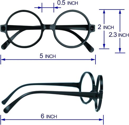 12 Pack Wizard Glasses Black Round Frame Eyeglasses with NO Lenses for Wizard Party Favors Halloween Cosplay Party Supplies Wizard Themed Birthday Party Costume Toys St Patrick's Day. in Saudi Arabia