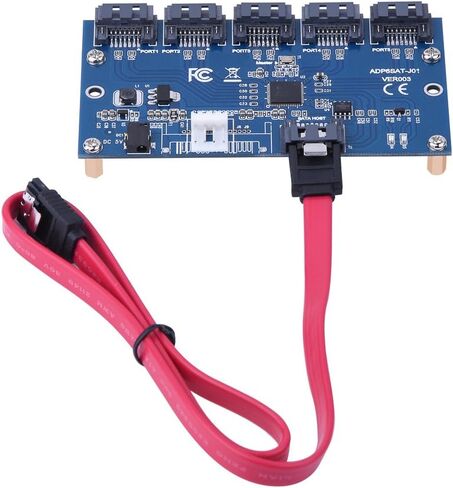 SATA Expansion Card, SATA 1 to 5 Port Converter, SATA Port Multiplier, SATA Adapter Card Riser Card Hub Support Windows 7 / XP/Vista / 8/10 etc. in Saudi Arabia