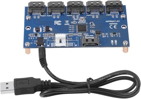 SATA Expansion Card, SATA 1 to 5 Port Converter, SATA Port Multiplier, SATA Adapter Card Riser Card Hub Support Windows 7 / XP/Vista / 8/10 etc. in Saudi Arabia