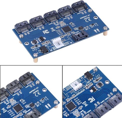 SATA Expansion Card, SATA 1 to 5 Port Converter, SATA Port Multiplier, SATA Adapter Card Riser Card Hub Support Windows 7 / XP/Vista / 8/10 etc. in Saudi Arabia