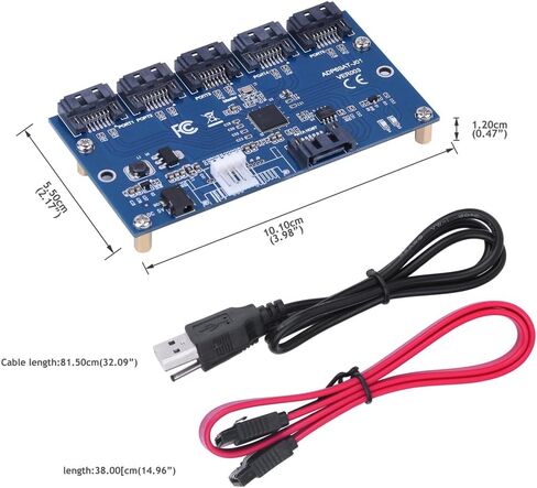SATA Expansion Card, SATA 1 to 5 Port Converter, SATA Port Multiplier, SATA Adapter Card Riser Card Hub Support Windows 7 / XP/Vista / 8/10 etc. in Saudi Arabia