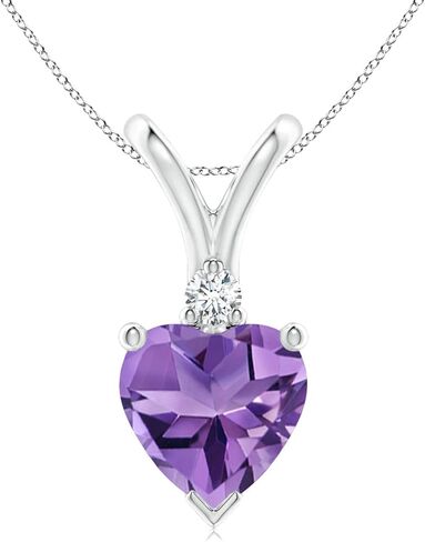 قلادة أنجارا على شكل قلب جمشت على شكل حرف V مع ألماس من الفضة الإسترليني (5 مم) in Kuwait