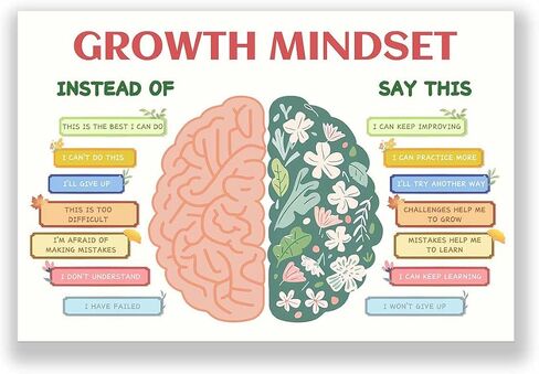 Houcaller Growth Mindset Poster Emotional Mental Health Classroom School Psychology Office Decor Therapy Art Assistance Calming Corner Feelings in Saudi Arabia