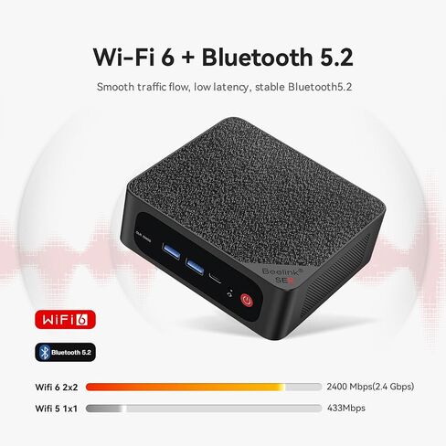 Beelink Mini PC, AMD Ryzen 7 5800H (8C/16T, up to 4.4GHz, 54W TDP), Mini Computer 16GB DDR4 1TB PCIe3.0 SSD, Support 4K@60Hz Triple Display/WiFi 6/BT5.2/USB3.2/Gaming/Office/Home Desktop PC in Saudi Arabia
