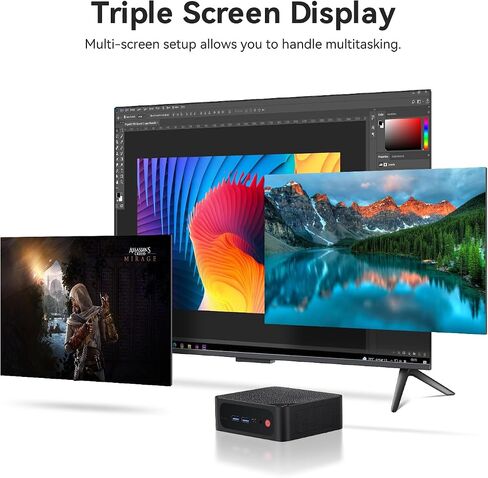 Beelink Mini PC, AMD Ryzen 7 5800H (8C/16T, up to 4.4GHz, 54W TDP), Mini Computer 16GB DDR4 1TB PCIe3.0 SSD, Support 4K@60Hz Triple Display/WiFi 6/BT5.2/USB3.2/Gaming/Office/Home Desktop PC in Saudi Arabia