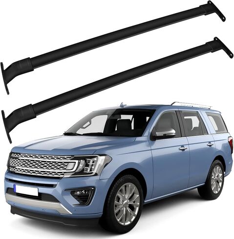 قضيب متقاطع لرف السقف من FINDAUTO لـ 2018-2022 Ford Expedition/Lincoln Navigator (النماذج المناسبة فقط مع قضبان السقف الموجودة) شريط ألومنيوم لحامل الأمتعة ودراجة الكاياك 150 رطل/ أسود in Saudi Arabia