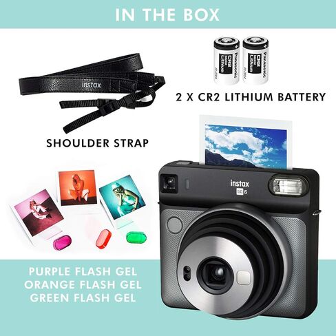 Fujifilm instax Square SQ6 Instant Film Camera (Blush Gold) + 20 Sheets Instant Square Film + Xpix Camera Strap + Fibertique Cloth (USA Warranty) in Saudi Arabia