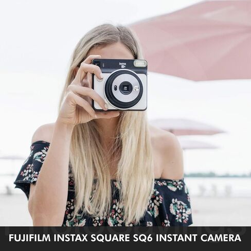 كاميرا Fujifilm instax Square SQ6 الفورية (أزرق معدني) + 20 ورقة فيلم مربع فوري + حزام كاميرا Xpix + قماش من الألياف (ضمان الولايات المتحدة الأمريكية) in Saudi Arabia