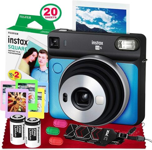 Fujifilm instax Square SQ6 Instant Film Camera (Blush Gold) + 20 Sheets Instant Square Film + Xpix Camera Strap + Fibertique Cloth (USA Warranty) in Saudi Arabia