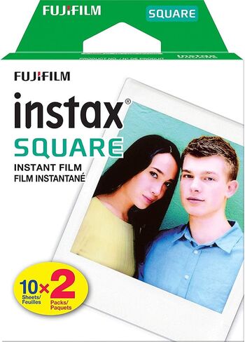 كاميرا Fujifilm instax Square SQ6 الفورية (أزرق معدني) + 20 ورقة فيلم مربع فوري + حزام كاميرا Xpix + قماش من الألياف (ضمان الولايات المتحدة الأمريكية) in Saudi Arabia