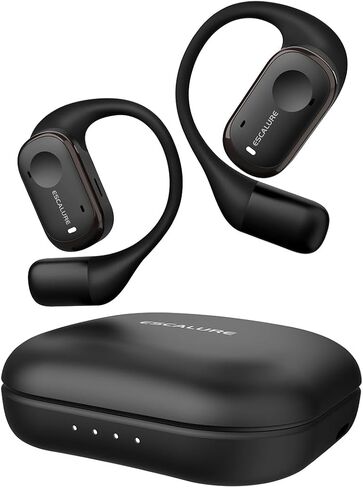 Open Ear Headphones Wireless Bluetooth with 4-Mic, 30H Playtime Open Ear Earbuds, IPX5 Sweat Resistant Open Ear Buds with Earhooks, Deep Bass Open Ear Wireless Earbuds, Lightweight, Black in Saudi Arabia