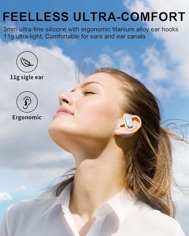 Open Ear Headphones Wireless Bluetooth with 4-Mic, 30H Playtime Open Ear Earbuds, IPX5 Sweat Resistant Open Ear Buds with Earhooks, Deep Bass Open Ear Wireless Earbuds, Lightweight, Black in Saudi Arabia