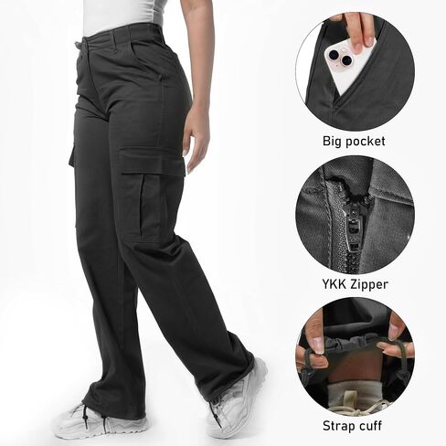 Soulsfeng Women's Baggy Cargo Pants Relaxed Fit Casual Cotton Hiking Pants with 6 Pockets in Saudi Arabia