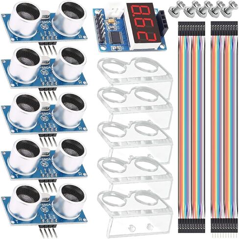 5 pcs HC-SR04 Ultrasonic Sensor Distance Module High Sensitivity Ultrasonic Module + Ultrasonic Sensor ranging Display Module with Mounting Bracket Dupont Cable Screw nut kit in Saudi Arabia