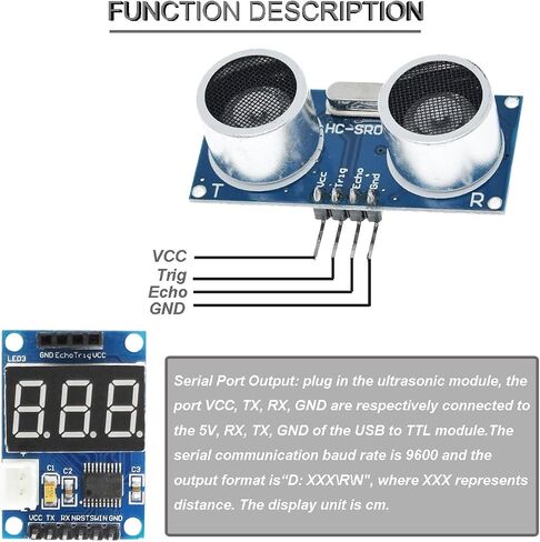 5 pcs HC-SR04 Ultrasonic Sensor Distance Module High Sensitivity Ultrasonic Module + Ultrasonic Sensor ranging Display Module with Mounting Bracket Dupont Cable Screw nut kit in Saudi Arabia